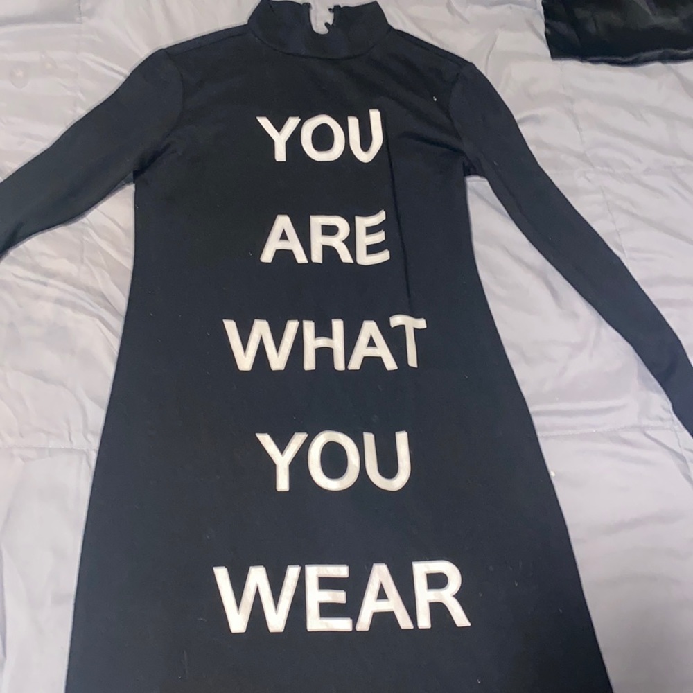 Long sleeve black body con dress